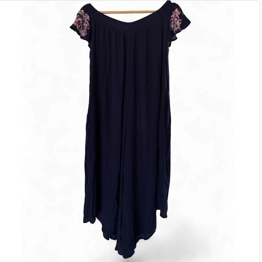 FREE PEOPLE The High Road blue embroidered romper jumpsuit oversized XS - Picture 9 of 11